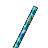 Rollo papel de regalo azul con dinosaurios, 22,5 pies cuadrados.