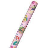 Papel de regalo rosa con Princesas Disney, 22,5 pies cuadrados.