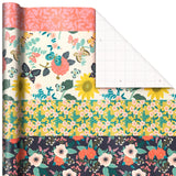 Papel de regalo floral, 27 pies cuadrados.