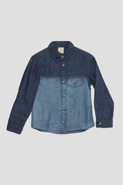 Camisa Kids Denim Manga Larga