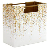 Bolsa de regalo cuadrada mediana con diamantina dorada, 7.7"