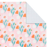 Papel de regalo floral rosa con etiquetas de regalo, 3 hojas