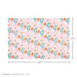 Papel de regalo floral rosa con etiquetas de regalo, 3 hojas
