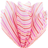 Papel de seda con rayas diagonales rosa y naranja, 4 hojas