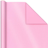 Rollo de papel de regalo reversible rosa/mini puntos, 25 pies cuadrados.