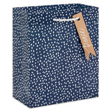 Bolsa de regalo pequeña  navideña azul con lunares blancos, 6.5"