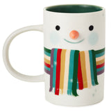 Taza con muñeco de nieve y bufanda a rayas, 13.5 oz.